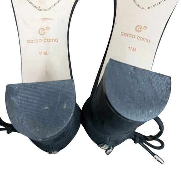 Corso Como Ankle Strap Chunky Block Heels Open Toe Leather Shoes Womens sz 11 - Picture 14 of 16